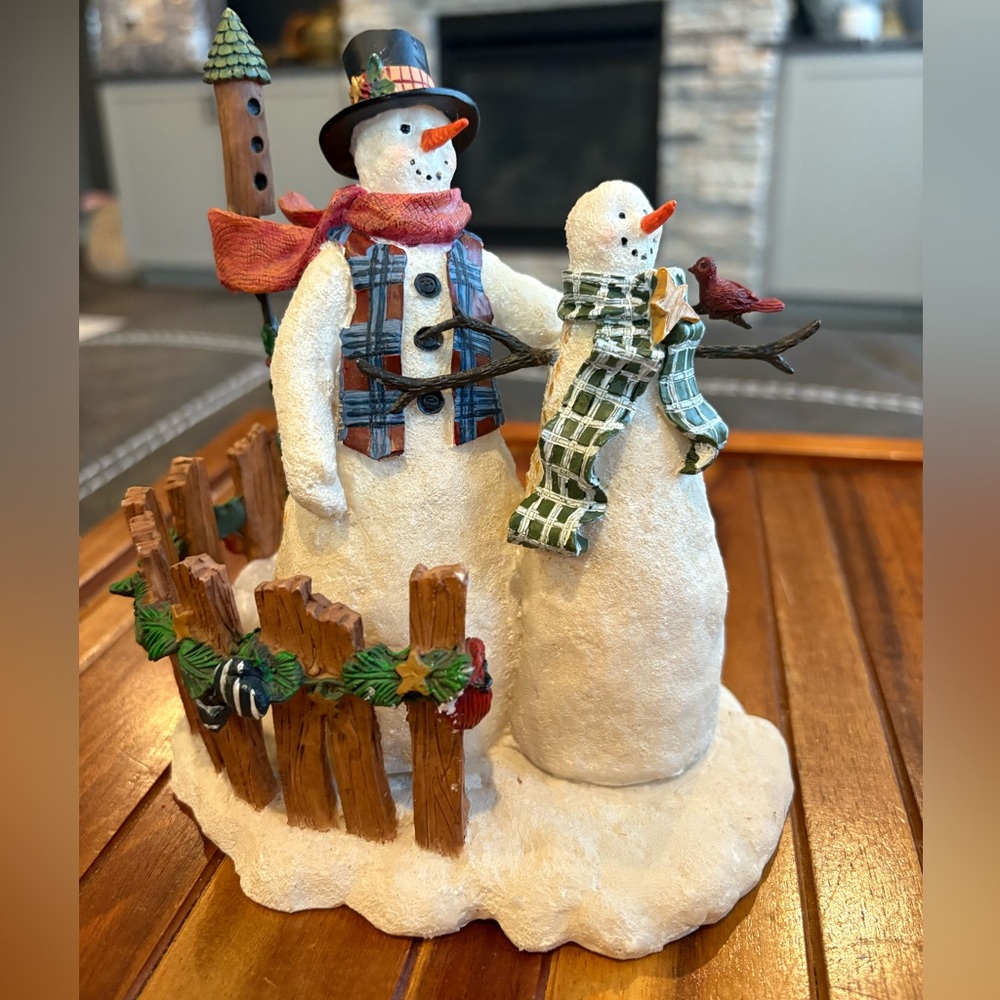 Raz Imports Deb Strain Snowman and Snow woman Figurine